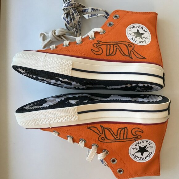 NIB Converse Come Tees x Chuck 70 Hi Top Sneakers Star Light Path Orange- Mens 4 - Picture 7 of 10